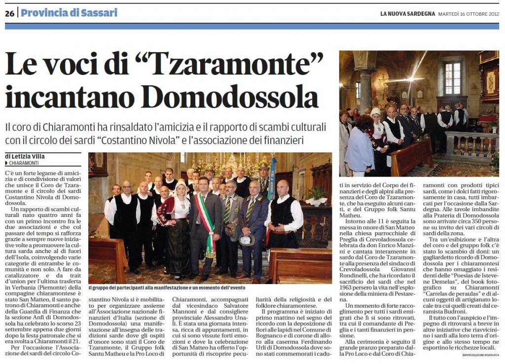 Coro de Tzaramonte a Domodossola - settembre 2012